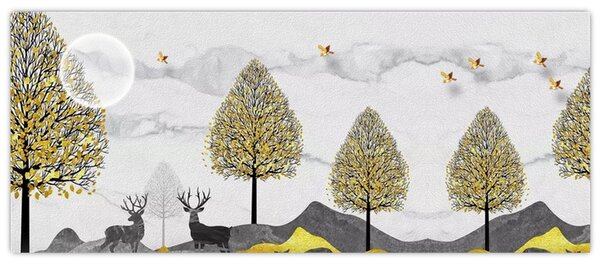 Tablou cu cerbi pictați (120x50 cm)
