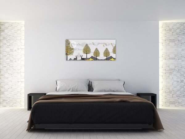 Tablou cu cerbi pictați (120x50 cm)