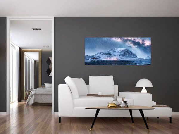 Tablou cu munți și ceul cu stele (120x50 cm)