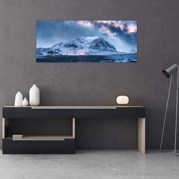 Tablou cu munți și ceul cu stele (120x50 cm)