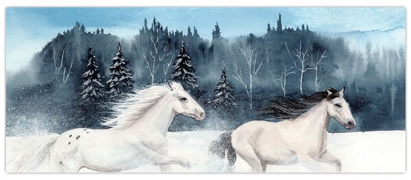 Tablou cu caii pictați (120x50 cm)