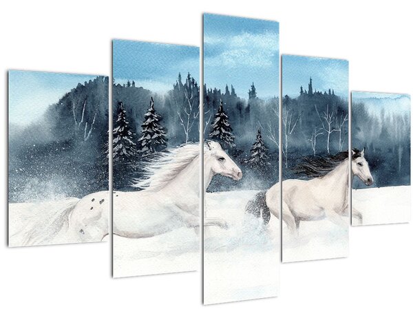 Tablou cu caii pictați (150x105 cm)