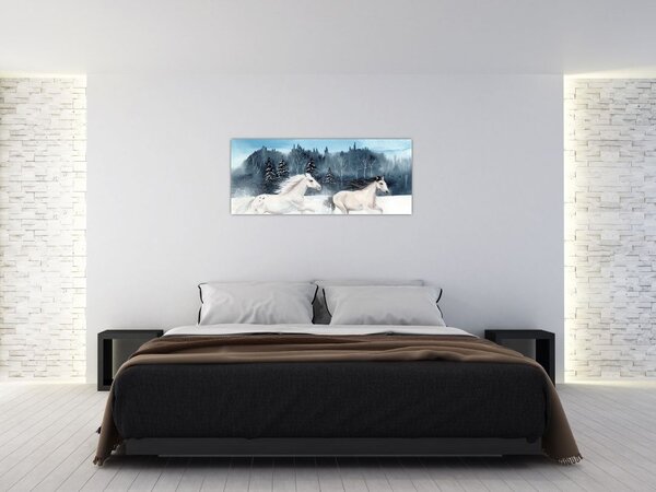 Tablou cu caii pictați (120x50 cm)