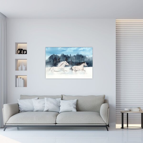 Tablou cu caii pictați (90x60 cm)