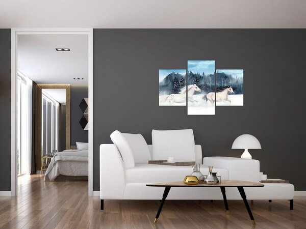 Tablou cu caii pictați (90x60 cm)