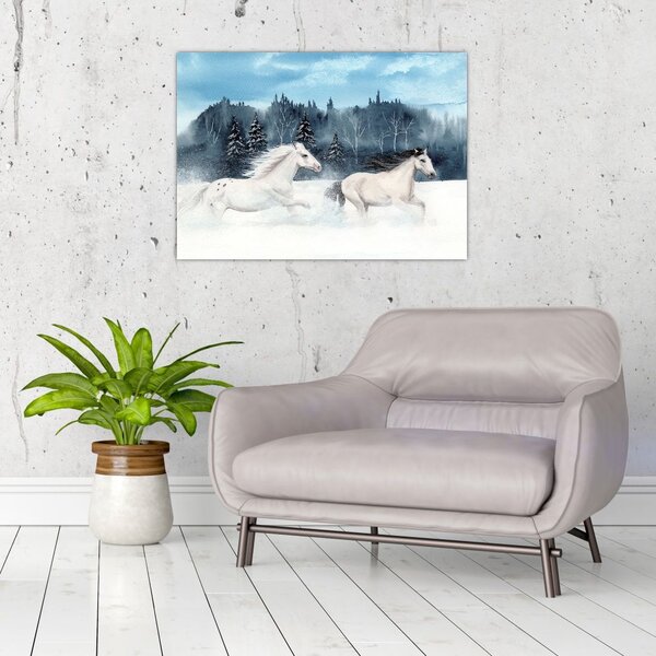Tablou cu caii pictați (70x50 cm)