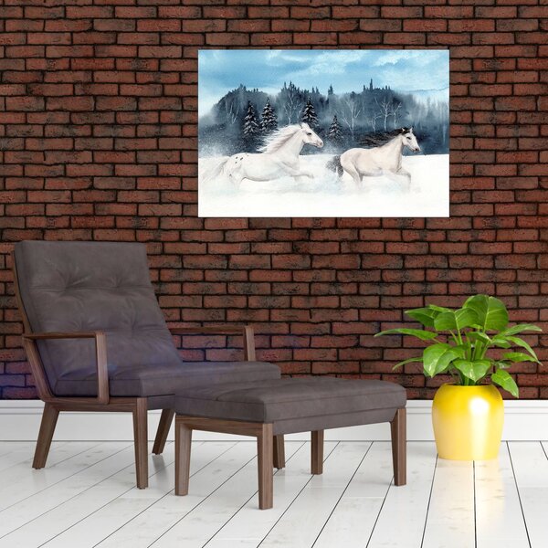 Tablou cu caii pictați (90x60 cm)