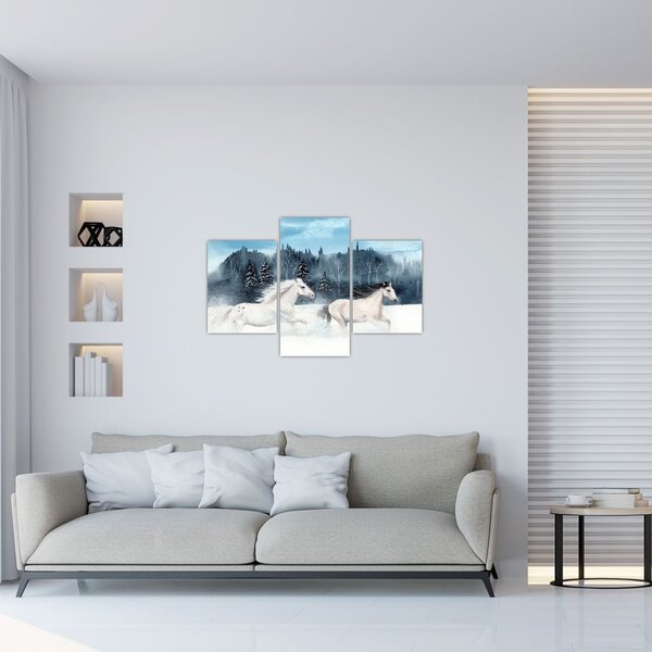 Tablou cu caii pictați (90x60 cm)