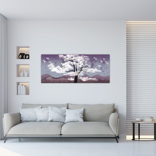 Tablou - Copac în nori (120x50 cm)