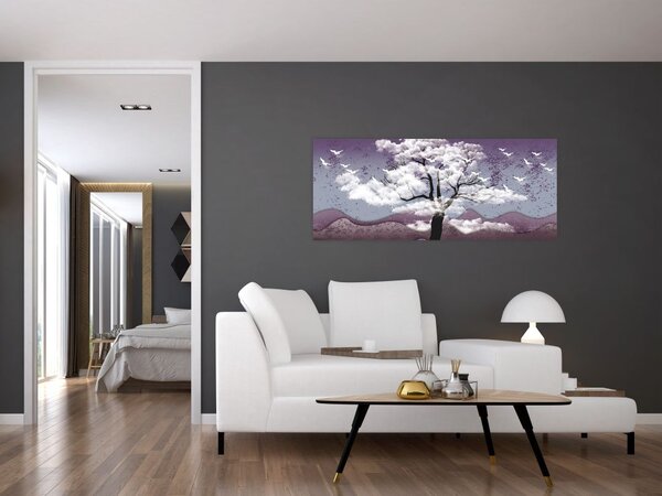 Tablou - Copac în nori (120x50 cm)