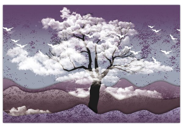 Tablou - Copac în nori (90x60 cm)