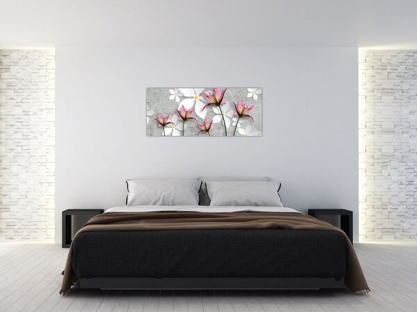 Tablou cu abstracție florală (120x50 cm)