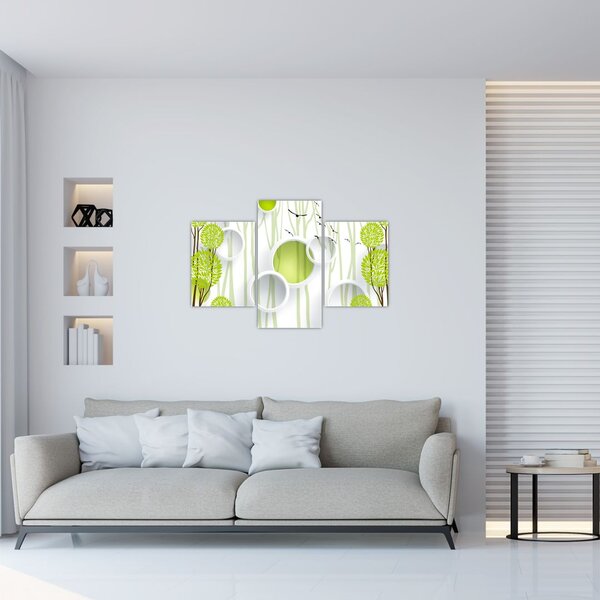 Tablou cu abstracție și copaci (90x60 cm)