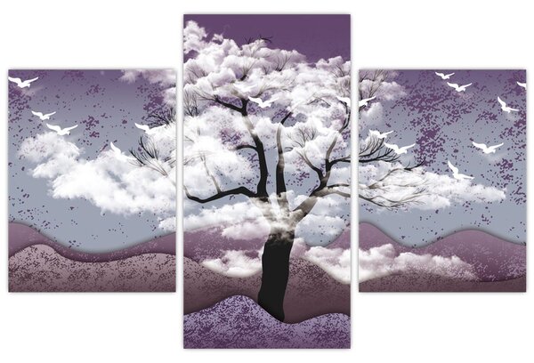 Tablou - Copac în nori (90x60 cm)