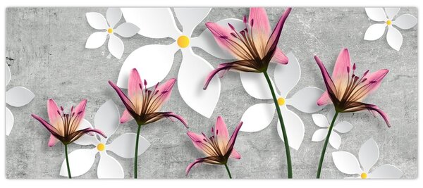 Tablou cu abstracție florală (120x50 cm)