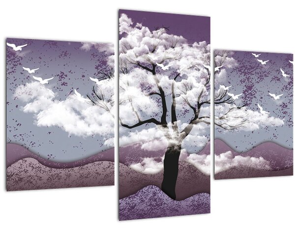 Tablou - Copac în nori (90x60 cm)