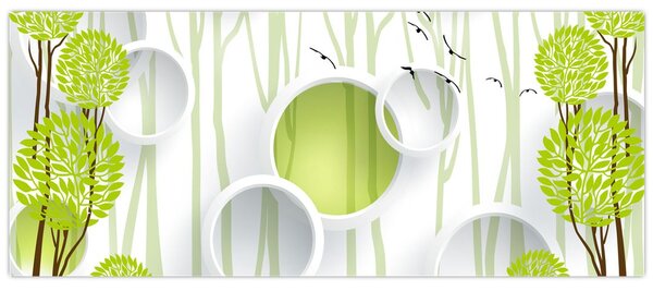 Tablou cu abstracție și copaci (120x50 cm)