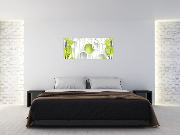 Tablou cu abstracție și copaci (120x50 cm)