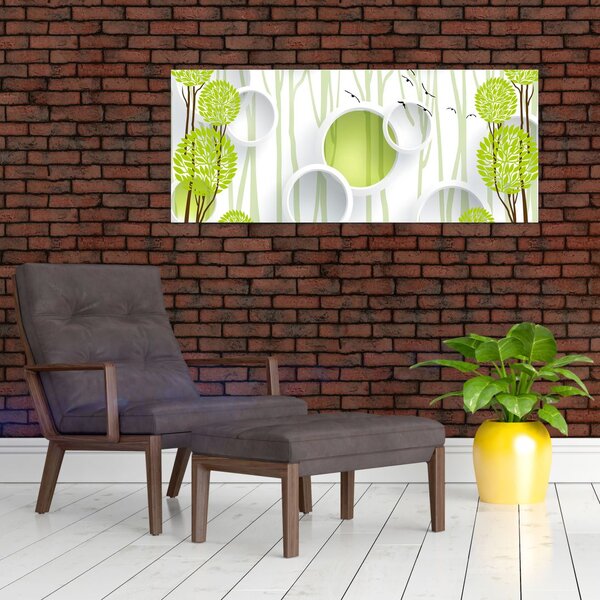 Tablou cu abstracție și copaci (120x50 cm)