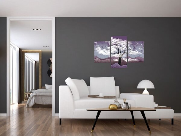 Tablou - Copac în nori (90x60 cm)