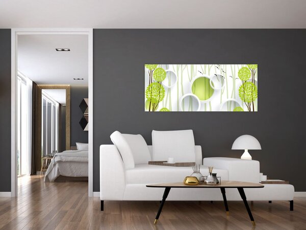 Tablou cu abstracție și copaci (120x50 cm)