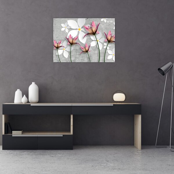 Tablou cu abstracție florală (70x50 cm)