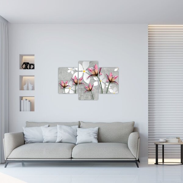 Tablou cu abstracție florală (90x60 cm)