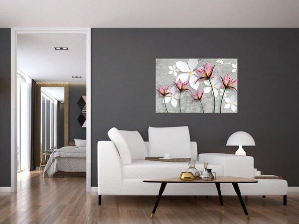 Tablou cu abstracție florală (90x60 cm)
