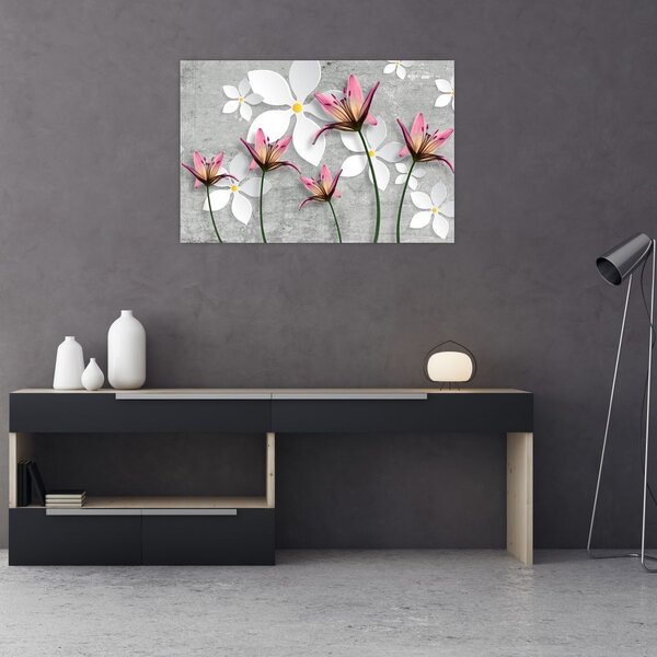 Tablou cu abstracție florală (90x60 cm)
