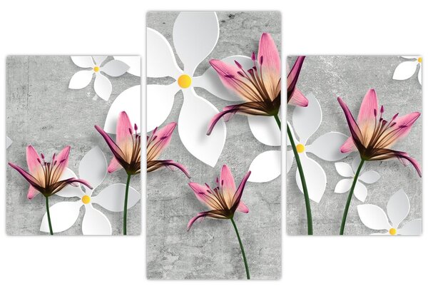 Tablou cu abstracție florală (90x60 cm)