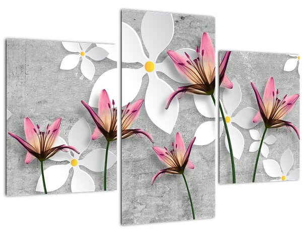Tablou cu abstracție florală (90x60 cm)