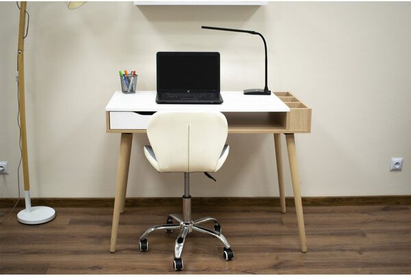 Scaun de birou AVOLA VELVET gri-alb