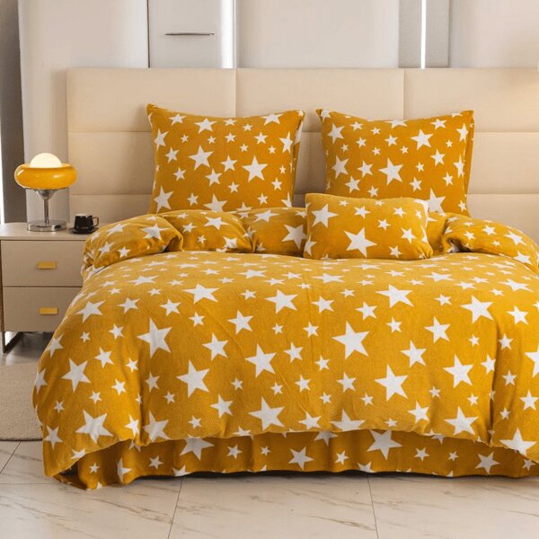 Lenjerie de pat microfleece STELE galben-portocaliu Dimensiune lenjerie de pat: 70 x 90 cm | 140 x 200 cm