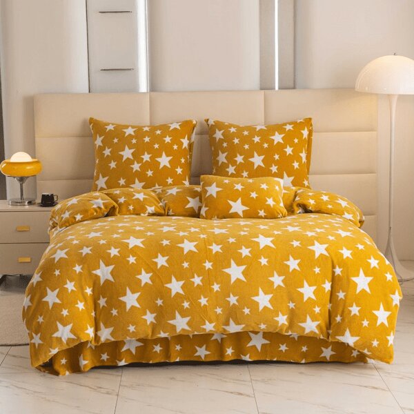 Lenjerie de pat microfleece STELE galben-portocaliu Dimensiune lenjerie de pat: 70 x 90 cm | 140 x 200 cm