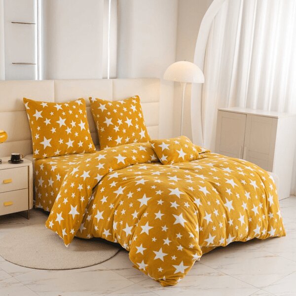 Lenjerie de pat microfleece STELE galben-portocaliu Dimensiune lenjerie de pat: 70 x 90 cm | 140 x 200 cm