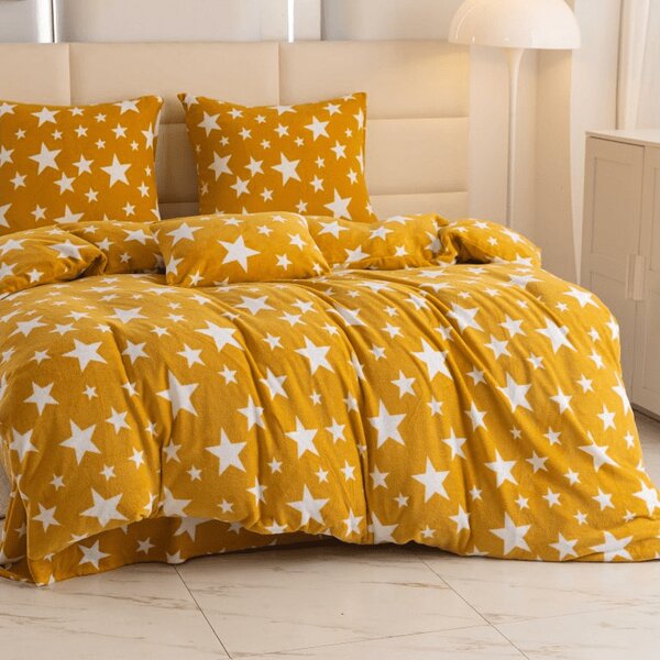 Lenjerie de pat microfleece STELE galben-portocaliu Dimensiune lenjerie de pat: 70 x 90 cm | 140 x 200 cm