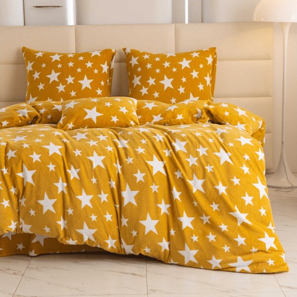 Lenjerie de pat microfleece STELE galben-portocaliu Dimensiune lenjerie de pat: 70 x 90 cm | 140 x 200 cm
