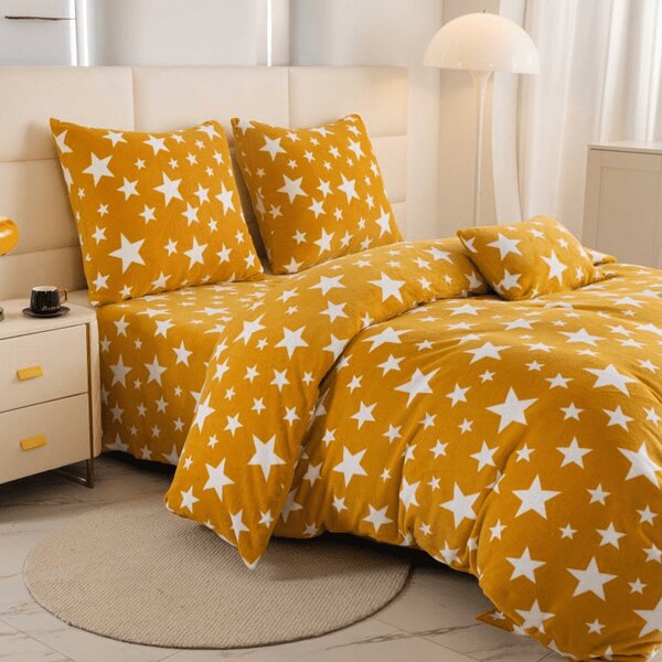 Lenjerie de pat microfleece STELE galben-portocaliu Dimensiune lenjerie de pat: 70 x 90 cm | 140 x 200 cm