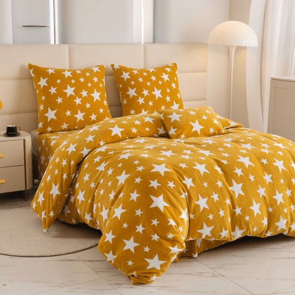Lenjerie de pat microfleece STELE galben-portocaliu Dimensiune lenjerie de pat: 70 x 90 cm | 140 x 200 cm