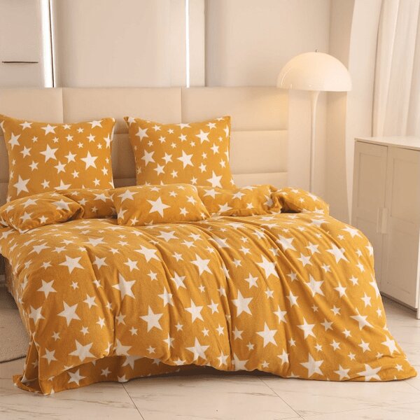 Lenjerie de pat microfleece STELE galben-portocaliu Dimensiune lenjerie de pat: 70 x 90 cm | 140 x 200 cm