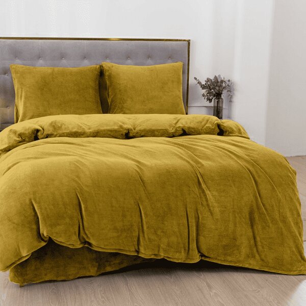 Lenjerie microfleece MUSTERO olive Dimensiune lenjerie de pat: 2 buc 70 x 90 cm | 200 x 220 cm