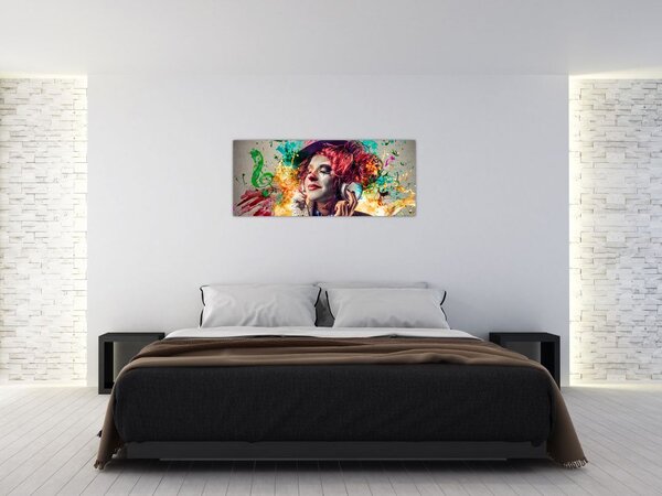 Tablou - Artista cu căști (120x50 cm)