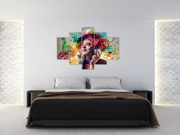 Tablou - Artista cu căști (150x105 cm)