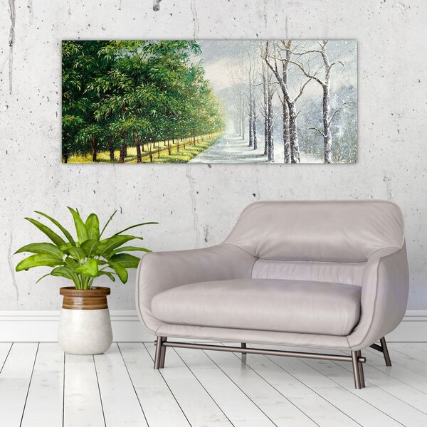 Tablou - Iarna versus vara (120x50 cm)