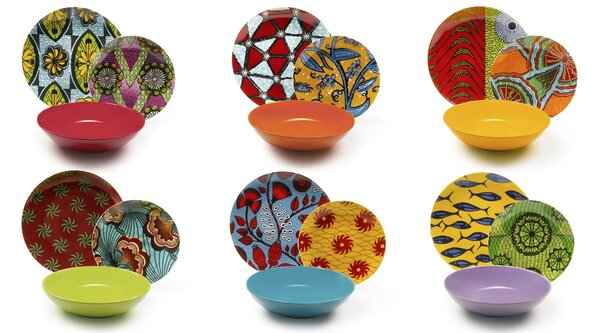 Set vesela din portelan si ceramica, 18 piese, Afrika Dinner Multicolor