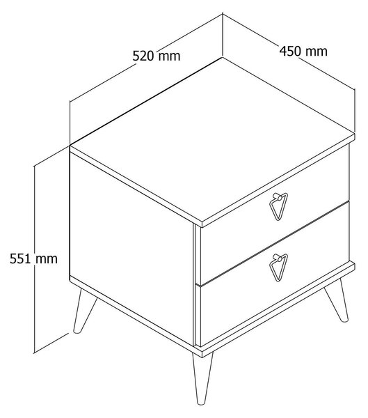 Noptiera Versa-Ce 3632, Stejar, 45x55x52 cm