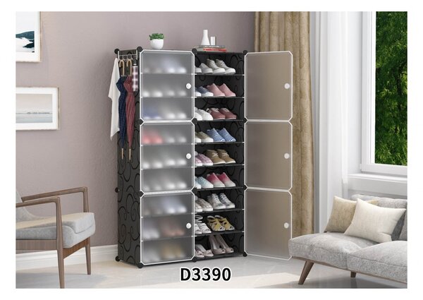 Pantofar modular, Naimeed D3390, culoare Negru, 75 x 111 x 37 cm
