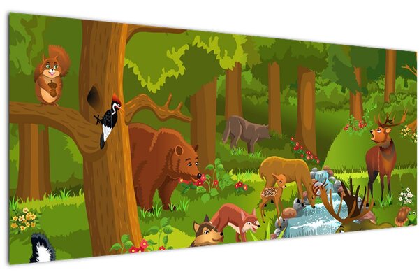 Tablou pentru copii cu animale (120x50 cm)