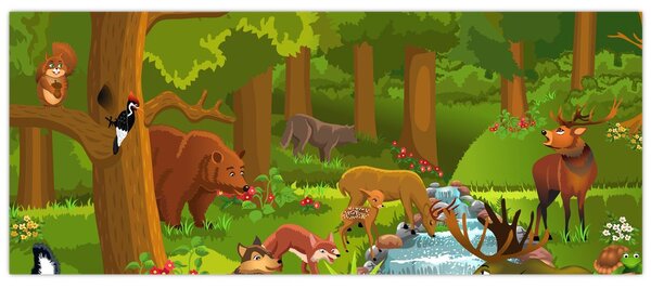 Tablou pentru copii cu animale (120x50 cm)