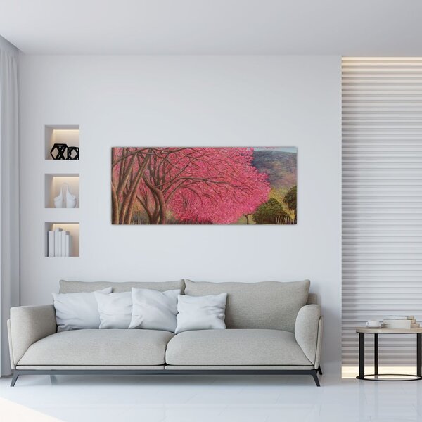 Tablou cu copaci înfloriți (120x50 cm)